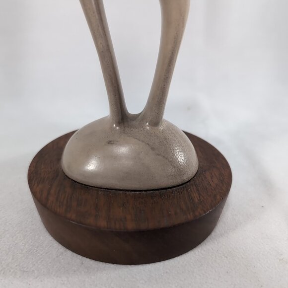 Herta Wildlife Series Canadian Solid Walnut Deer Figure Statue Doe Wood Ceramic - Picture 2 of 12